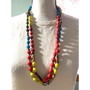 Mixed Paper Bead Multi-Color Necklace